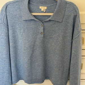 Pilcro by Anthropologie Jensen cashmere crop polo sweater Large Blue